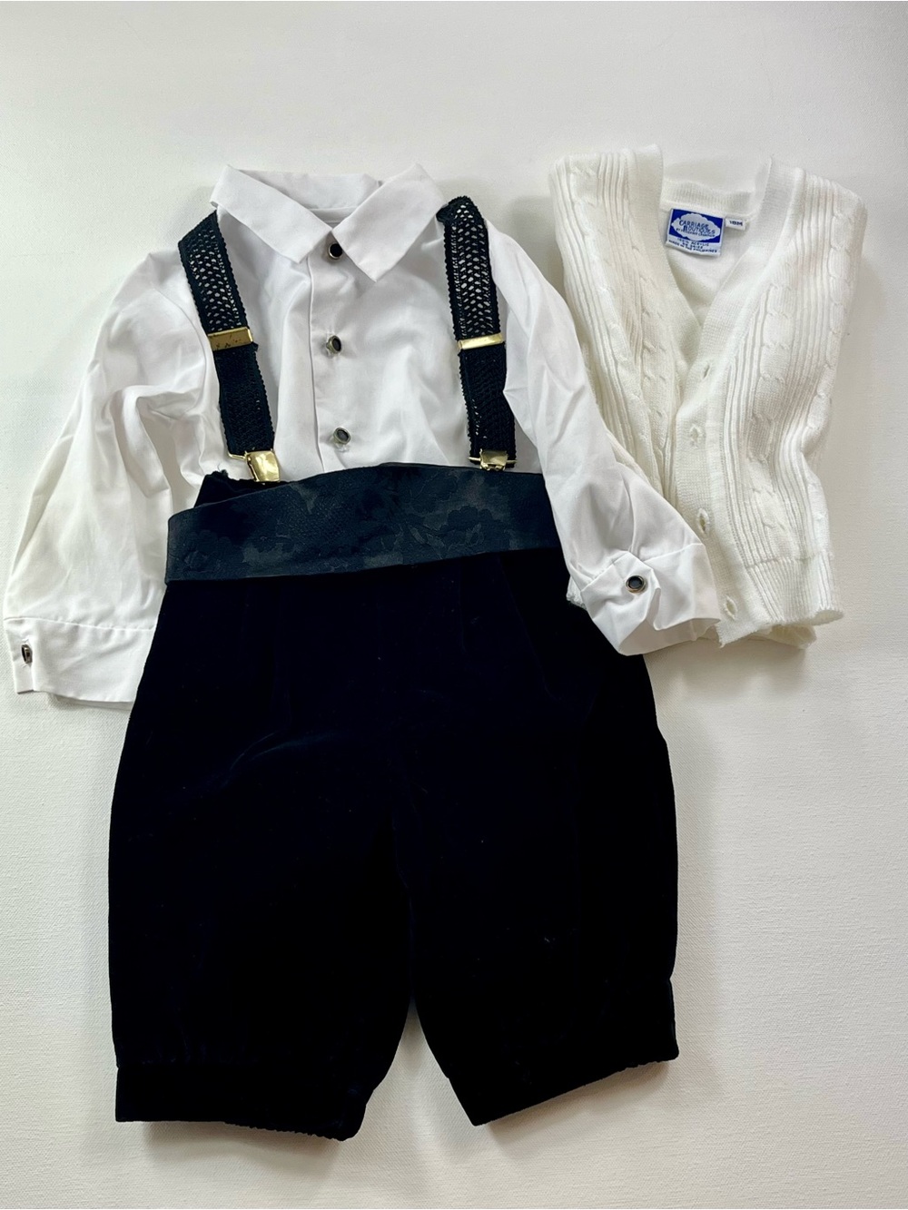 VTG GoodLad 18M Velvet Pants Tuxedo Shirt Suspenders Cummerbund Sweater READ